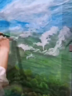 奇才国画大师双手绘画创作