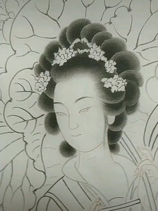 工笔八仙过海创作中